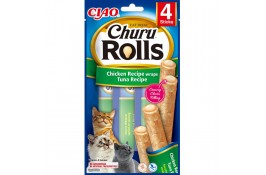 INABA Churu Rolls лакомство для кошек рулетики с курицей и тунцом 4 шт*10 г