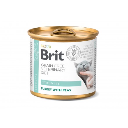Консерва Brit GF Veterinary Diet Cat Struvite з індичкою та горошком для котів 200 g