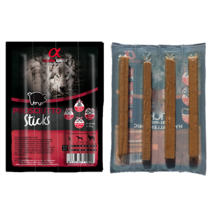 Alpha Spirit Dog Sticks Prosciutto полувлажные лакомства для собак из прошутто 4*10г (палочки)