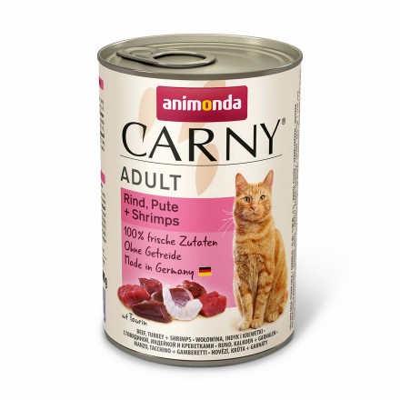 Animonda Carny Adult Beef, Turkey + Shrimps влажный корм с говядиной, индейкой и креветками для кошек 400 г