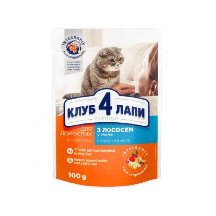 Club 4 Paws Premium влажный корм для кошек с лососем в желе 100г*24шт