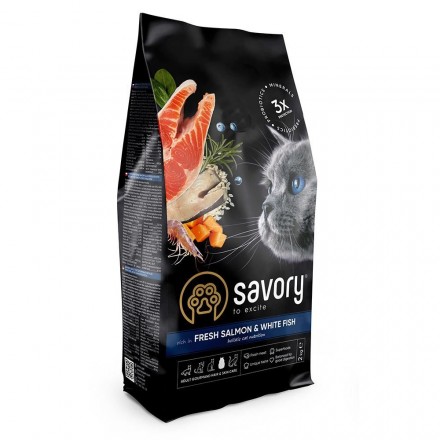 Savory Adult Cat Gourmand Fresh Salmon and White Fish 2 kg