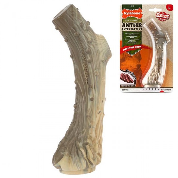 Nylabone Extreme Chew Antler игрушка олений рог для собак крупных пород с ароматом оленины 17,8см