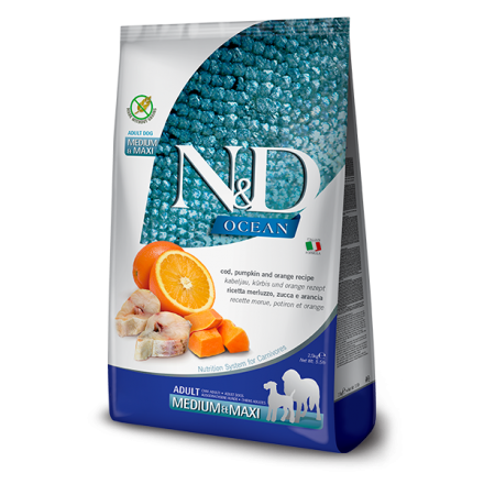 Farmina N&D Grain Free Ocean Pumpkin сухий корм для собак середніх та великих порід з тріскою та апельсином 12 кг