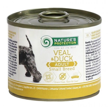 Nature's Protection Adult Small Breed Veal & Duck для собак малых пород с телятиной и уткой 200 г*6шт.