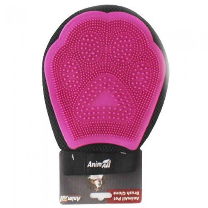 AnimAll Groom рукавичка для вичісування шерсті тварин (рожева)