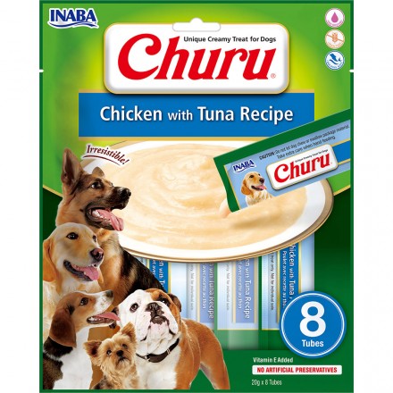 INABA Churu лакомство для собак сливочный мусс с курицей и тунцом 20 г (8шт/уп)