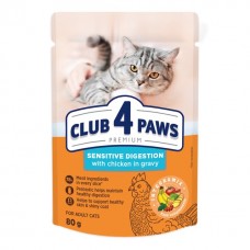 Club 4 Paws Premium Sensitive влажный корм для кошек с курицей в соусе 80г*24шт