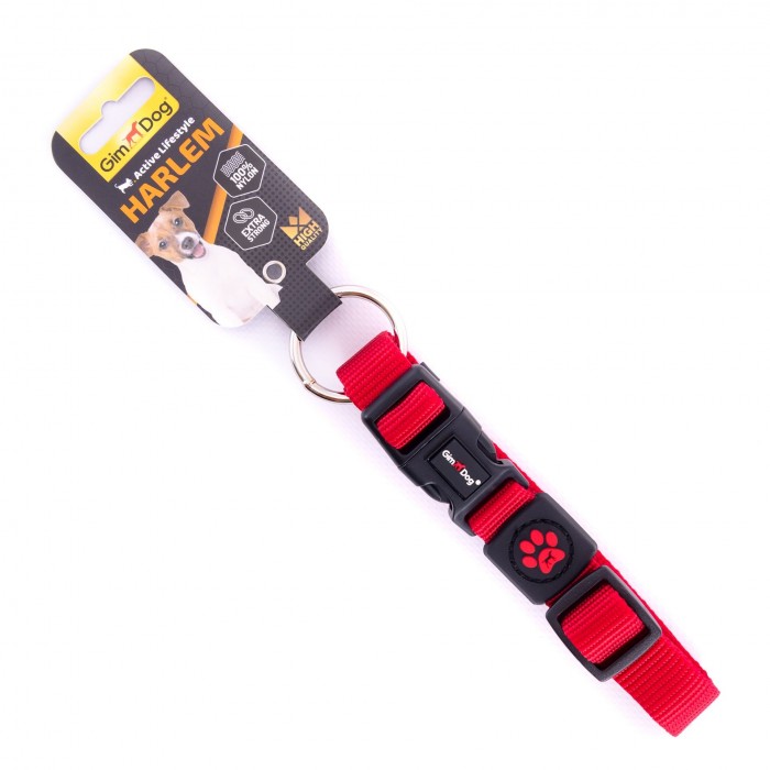 GimDog Harlem ошейник из нейлона для собак средних и крупных пород (красный) M-L
