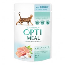 Optimeal Adult Cats влажный корм для котов с форелью в кремовом соусе 85 г