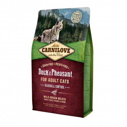 Carnilove Cat Hairball Controll з качкою і фазаном для виведення шерсті 2 kg