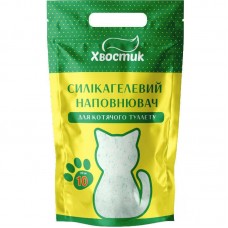 Хвостик силикагелевый наполнитель для кошек с зелеными гранулами мелкая фракция без аромата 10 л