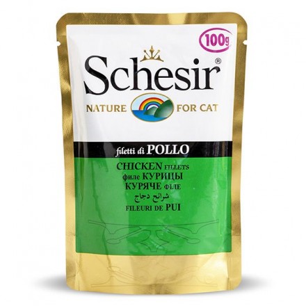 Schesir Chicken Fillets влажный корм для взрослых котов с курицей в желе 100 г