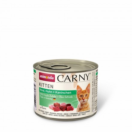 Animonda Carny Kitten Beef, Chicken + Rabbit влажный корм с говядиной, курицей и кроликом для котят 200 г