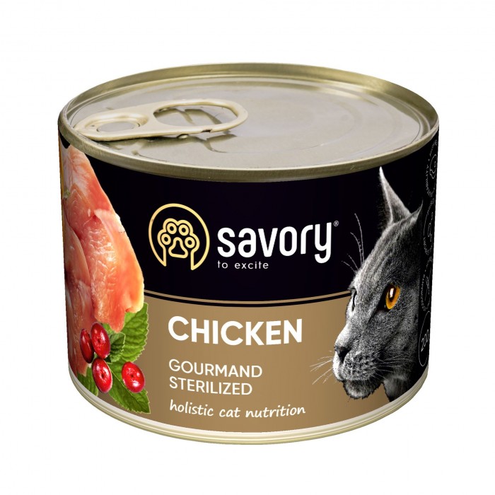 Savory Cat Can Adult Sterilised куркa 200g