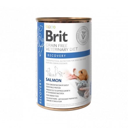 Brit GF Veterinary Diets Recovery влажный корм с лососем для собак и котов 400 г