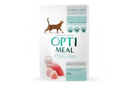 Optimeal Adult Cats Sterilised влажный корм с индейкой и курицей в соусе 85 г