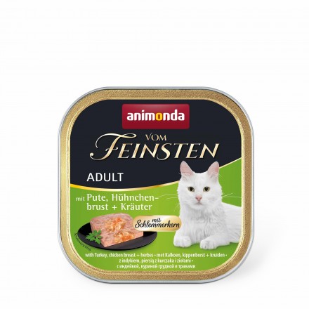 Animonda Vom Feinsten Adult Turkey, Chicken breast + Herbs влажный корм с индейкой, куриной грудкой и травами для кошек 100 г
