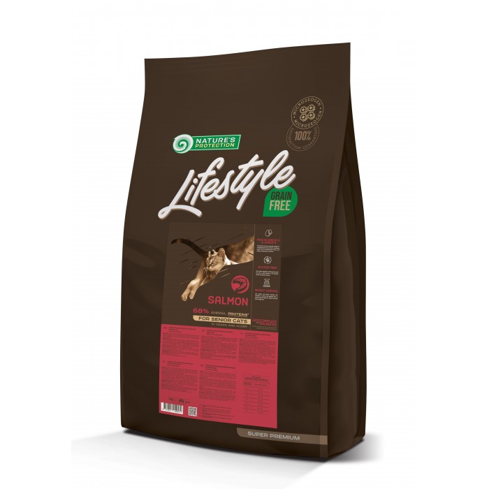 Lifestyle Grain Free Salmon Senior Cat для пожилых котов с лососем 7 кг