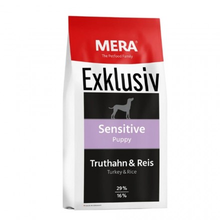 MERA EXKLUSIVE sensitive сухий корм для цуценят з індичкою та рисом 15 кг