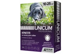 Unicum PRO капли от блох, вшей, власоедов, комаров, москитов, иксодовых клещей для собак 10-25 кг.
