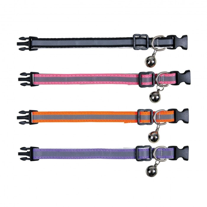 Trixie нейлоновый ошейник для котят со светлоотражающей полосой и колокольчиком 4-х цветов