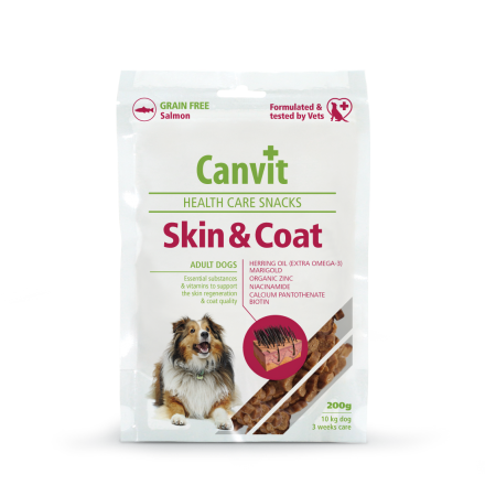 Canvit Skin and Coat полувлажные лакомства с лососем для кожи и шерсти собак 200 г