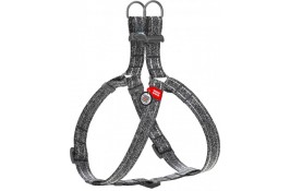 Collar WAUDOG Re-cotton светоотражающая шлея с QR паспортом для собак (серая) M