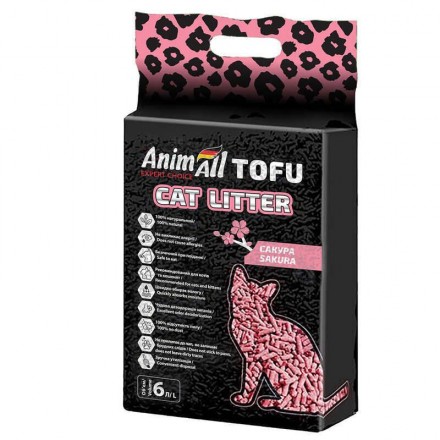 AnimAll Tofu Saсura соевый наполнитель для кошек с ароматом сакуры 6 л