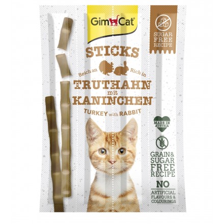 GimCat Sticks Turkey and Rabbit - ласощі для котів, з індичкою та кроликом 4шт.