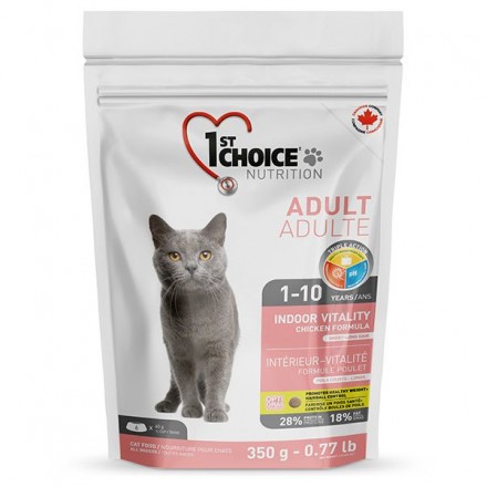 1st Choice Adult Indoor Vitality Chicken сухой корм для кошек с курицей 0,35 кг