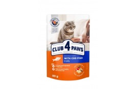 Club 4 Paws Premium влажный корм для кошек с треской в ​​желе 80г*24шт