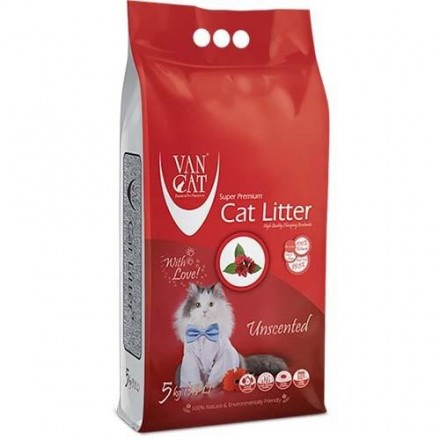 VanCat Unscented бентонитовый наполнитель для котов без аромата 5 кг