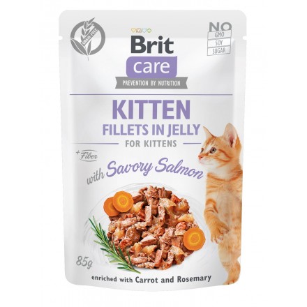 Brit Care Cat pouch філе в желе пікантний лосось для кошенят 85g