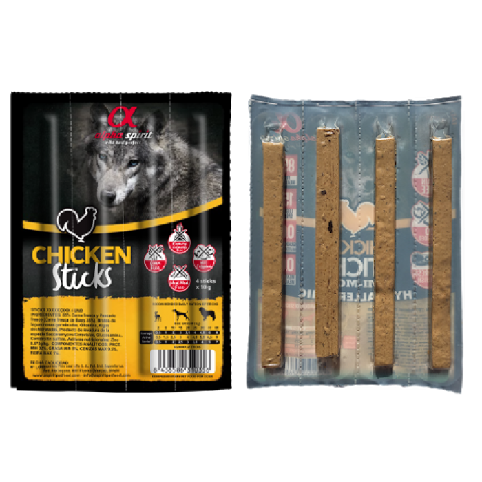 Alpha Spirit Dog Sticks Chicken напіввологі ласощі для собак з курки 4*10г (палички)