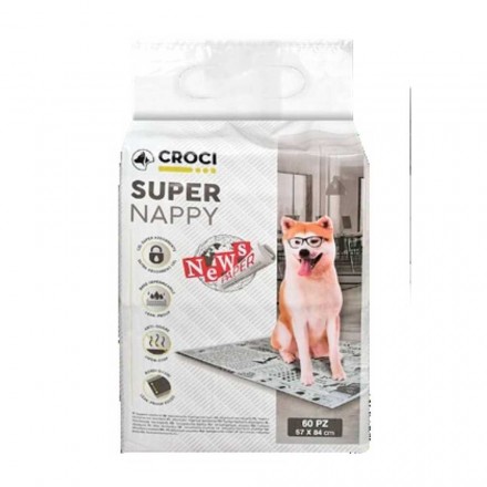 Croci Super Nappy пеленки активированным углем для собак L (принт газета) 60 шт