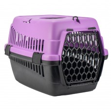 AGILITY Plast пластиковая переноска для кошек и собак до 12 кг (черно-лавандовая) 35х49х32,5 см