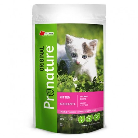 Pronature Original Kitten Chicken сухой корм для котят с курицей 0,34 кг