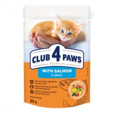 Club 4 Paws Premium влажный корм для котят с лососем в соусе 80г*24шт