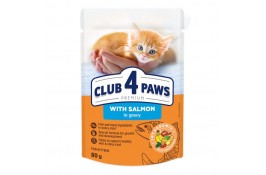 Club 4 Paws Premium влажный корм для котят с лососем в соусе 80г*24шт