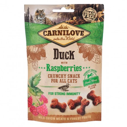 Ласощі Carnilove Cat Crunchy Snack з качкою та малиною для котів 50g