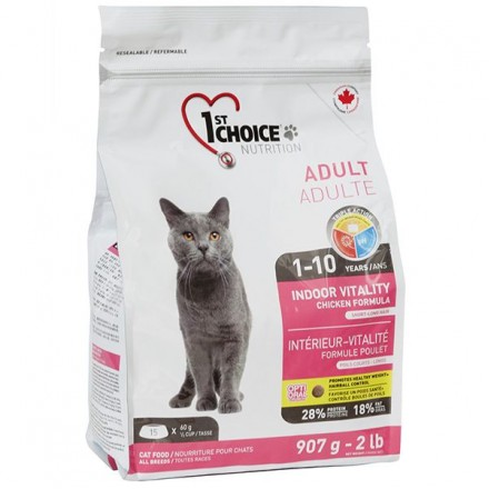 1st Choice Adult Indoor Vitality Chicken сухой корм для кошек с курицей 0,907 кг