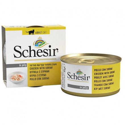 Schesir Chicken Surimi вологий корм для дорослих котів з куркою та сурімі в желе 85 г