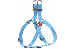 Collar WAUDOG Re-cotton светоотражающая шлея с QR паспортом для собак (голубая) M