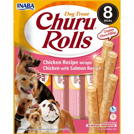 INABA Churu Rolls ласощі для собак з куркою та лососем 12 г (8шт/уп)