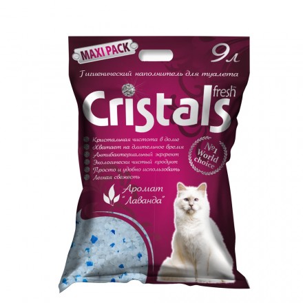CRISTALS Fresh силикагелевый наполнитель для котов с ароматом лаванды 9 л