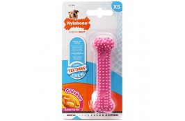 Nylabone Puppy Chew Dental Bone игрушка для щенков мини пород с ароматом курицы (розовая) 9,5см