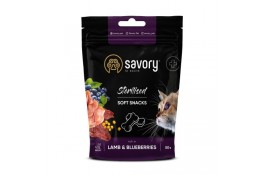 Savory мягкие лакомства для стерилизованных кошек с ягненком и черникой 50 г
