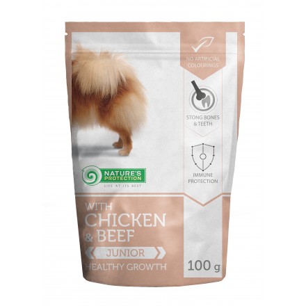 Nature's Protection Healthy Growth влажный корм для юниоров малых пород с курицей и говядиной 100 г*12шт