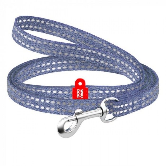 Collar WAUDOG Re-cotton светоотражающий поводок для собак и котов (синий) XS